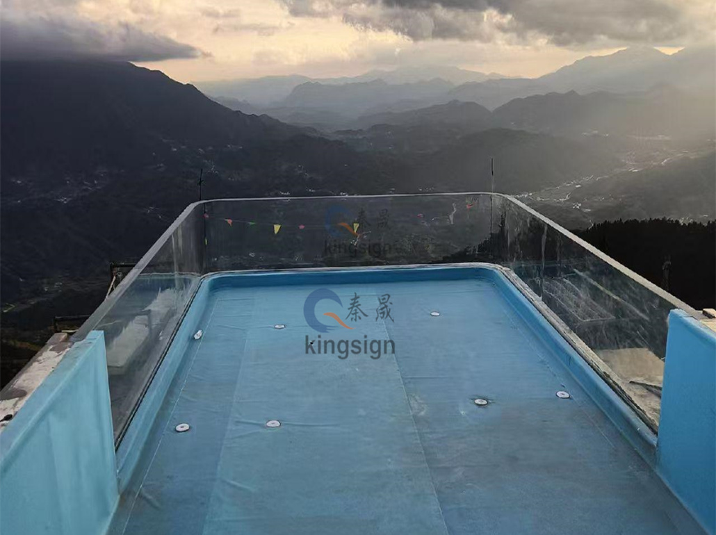 Pemasangan tingkap kolam renang akrilik Kingsign u